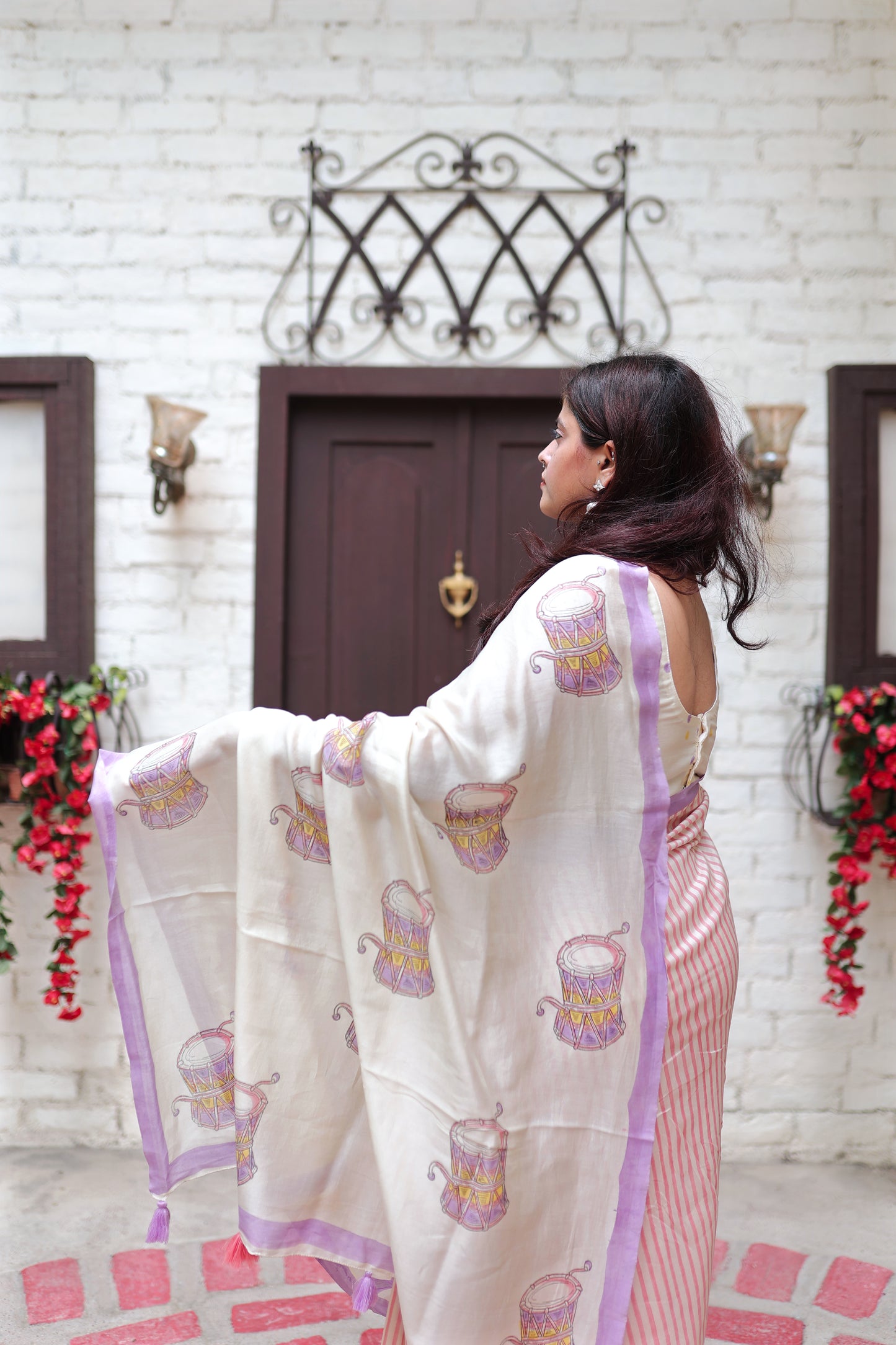 Handblock Print Chanderi Pink Saree | Mauj Collection – Spandan Motif | Anumya
