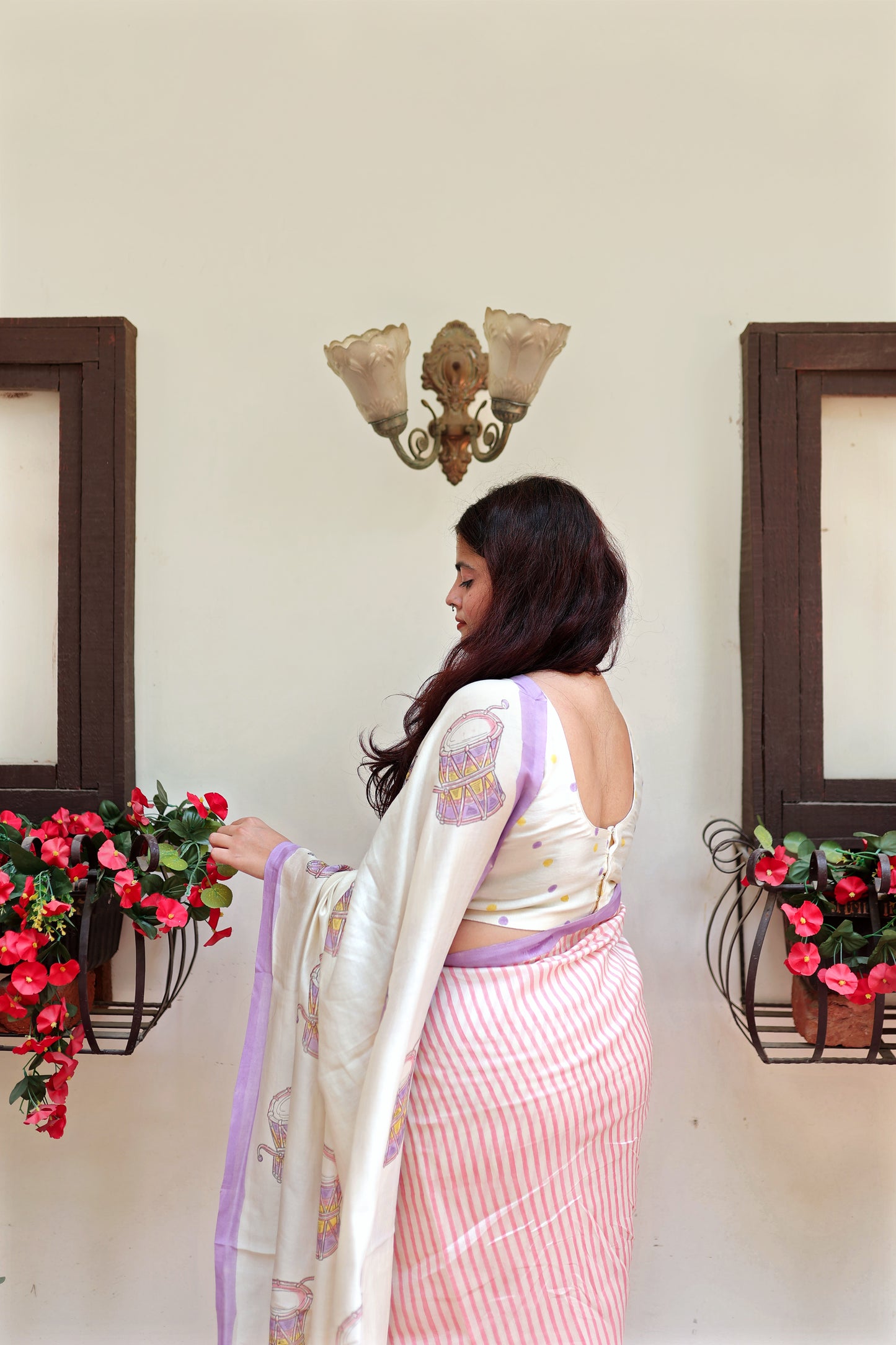 Handblock Print Chanderi Pink Saree | Mauj Collection – Spandan Motif | Anumya