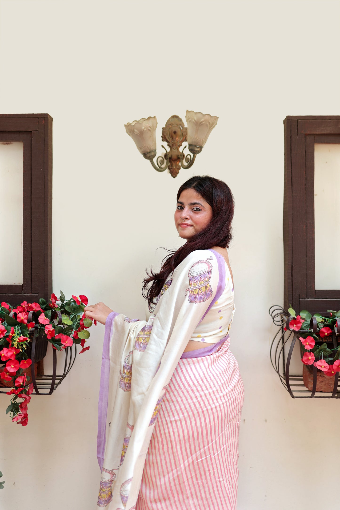 Handblock Print Chanderi Pink Saree | Mauj Collection – Spandan Motif | Anumya