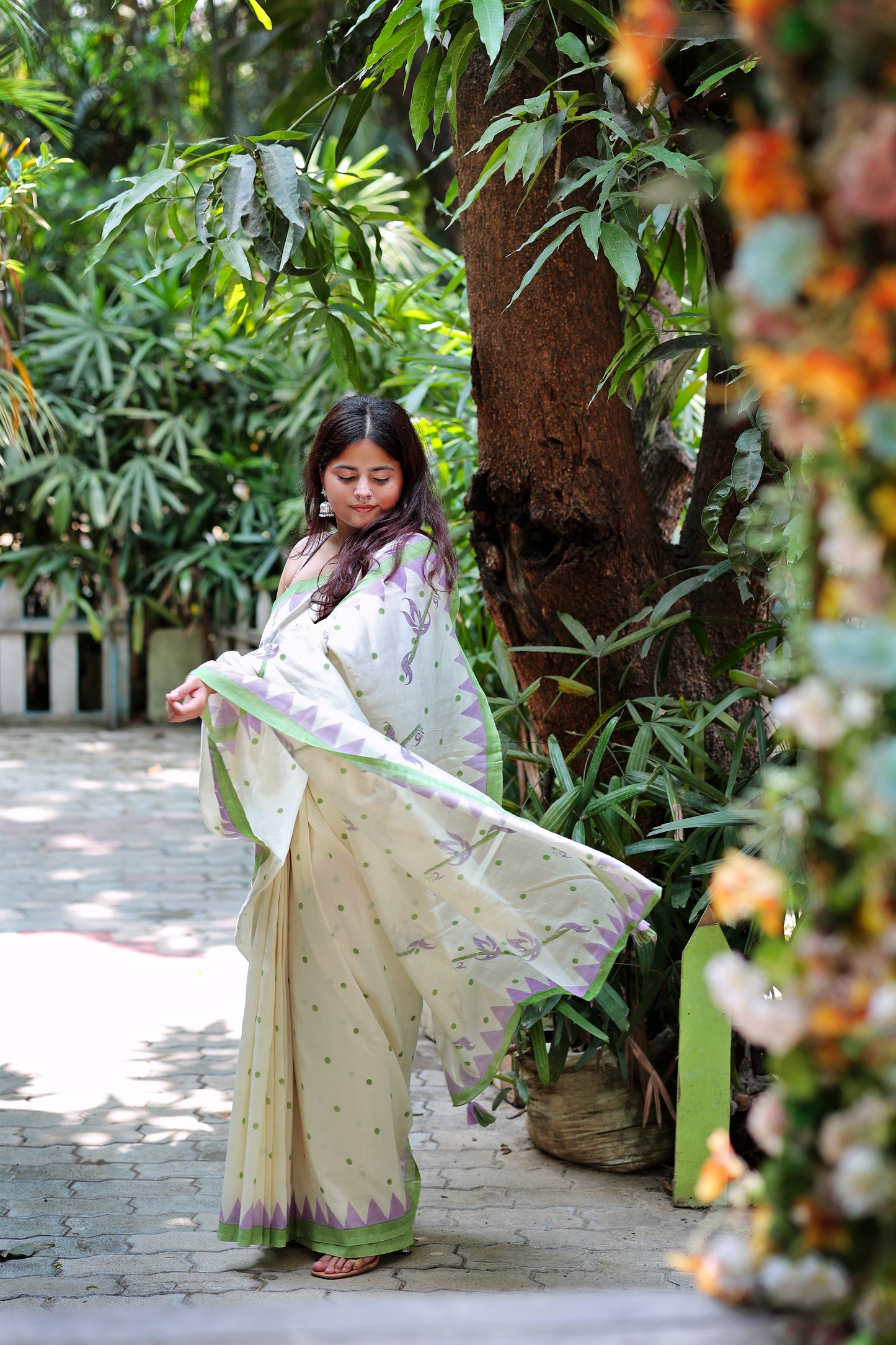 Handblock Print Chanderi Saree | Mauj Collection – Swar Motif | Anumya