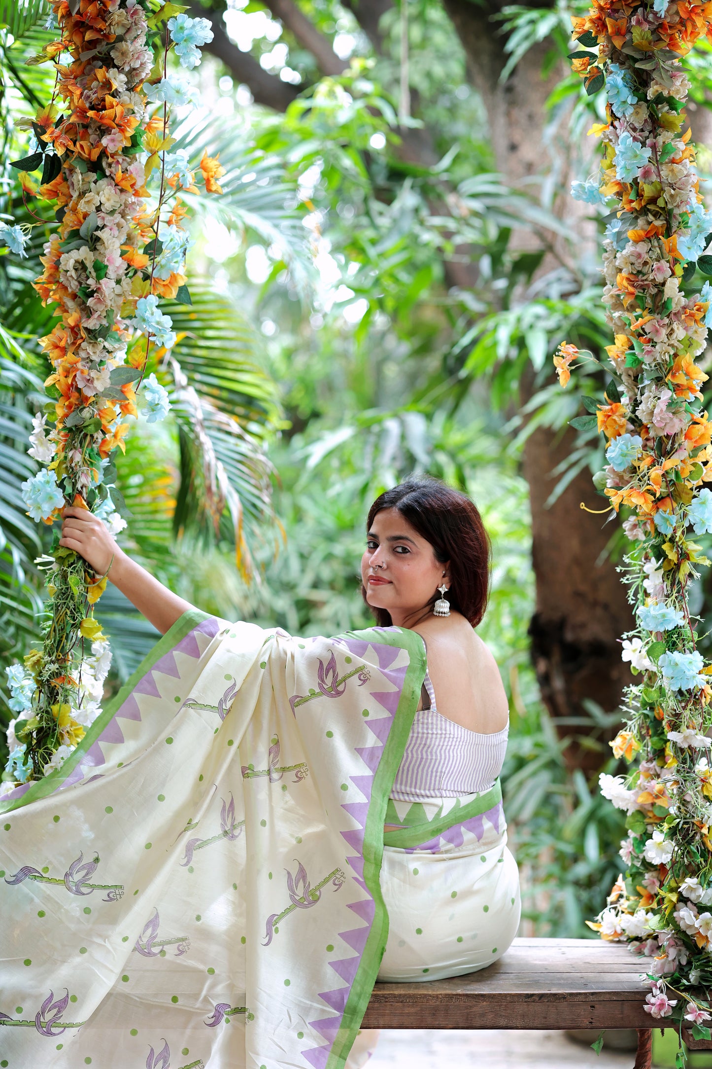Handblock Print Chanderi Saree | Mauj Collection – Swar Motif | Anumya