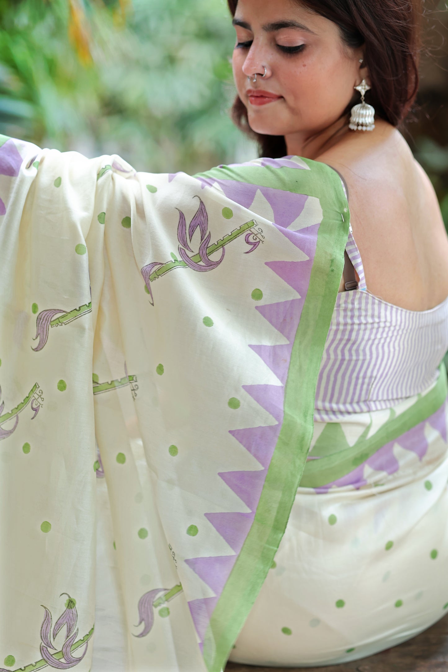 Handblock Print Chanderi Saree | Mauj Collection – Swar Motif | Anumya